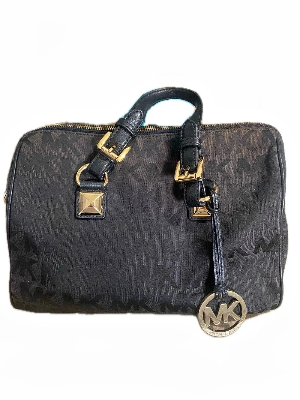 Michael Kors Jet Set Monogram Jacquard Satchel Black